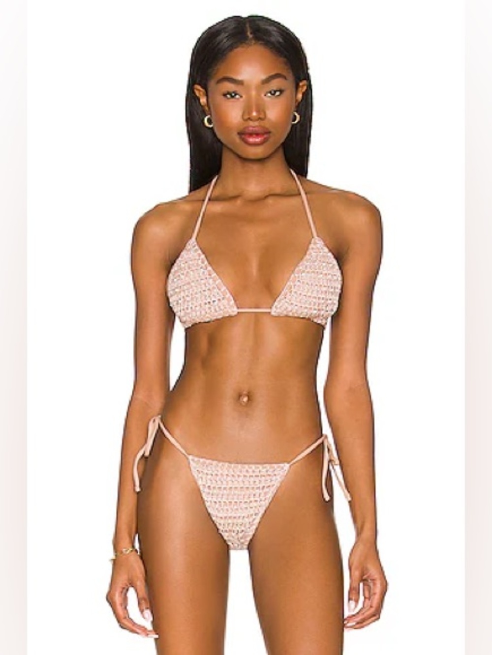 TULAROSA Perla Bikini Set in Tan with Little Cream‎ Pearls B27